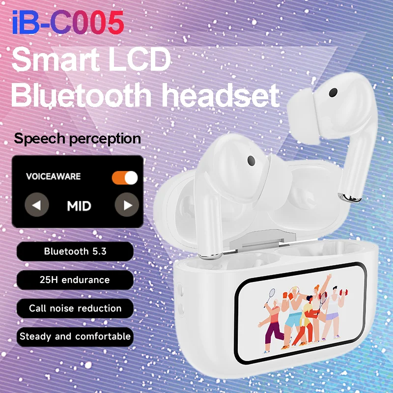 

IB-C005 водонепроницаемые наушники умный ЖК-экран беспроводная гарнитура Bluetooth 5,3 ANC шумоподавление HD микрофон наушники для звонков быстрая зарядка