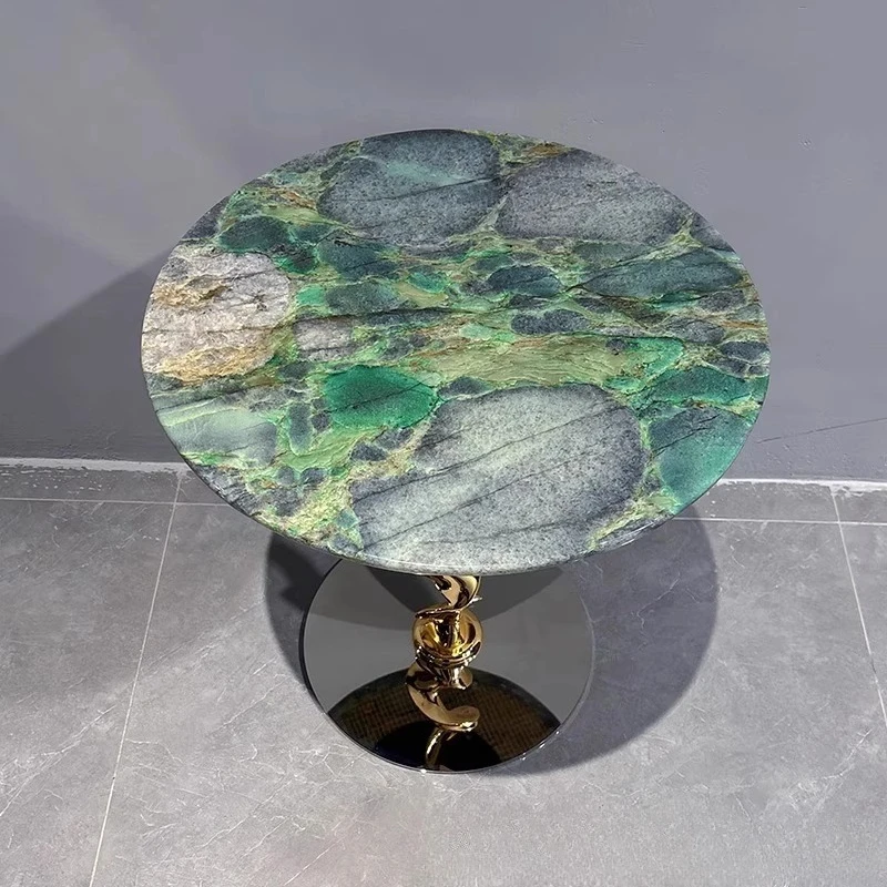 Natural luxury stone, platinum, diamond, living room small side coffee table, light luxury, modern minimalist
