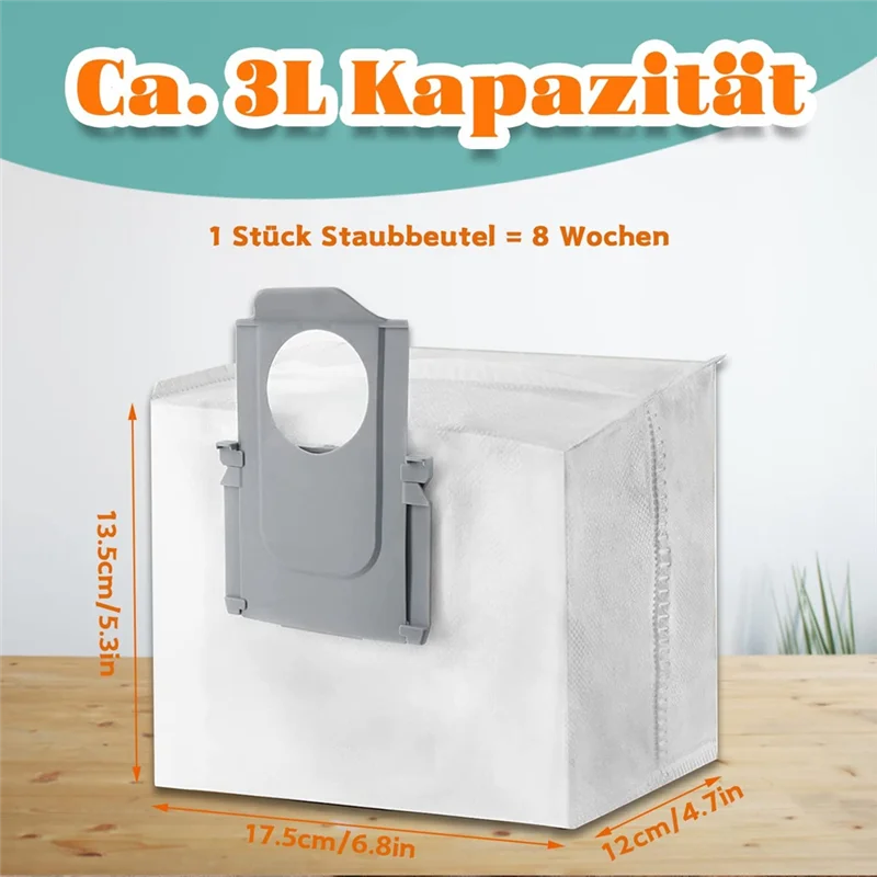 أكياس غبار A01M لـ Roborock S7 Maxv Ultra/S7 Pro Ultra/Q7 Max+/G10S Pro، أكياس غبار ذات سعة كبيرة قطع غيار المكنسة الكهربائية