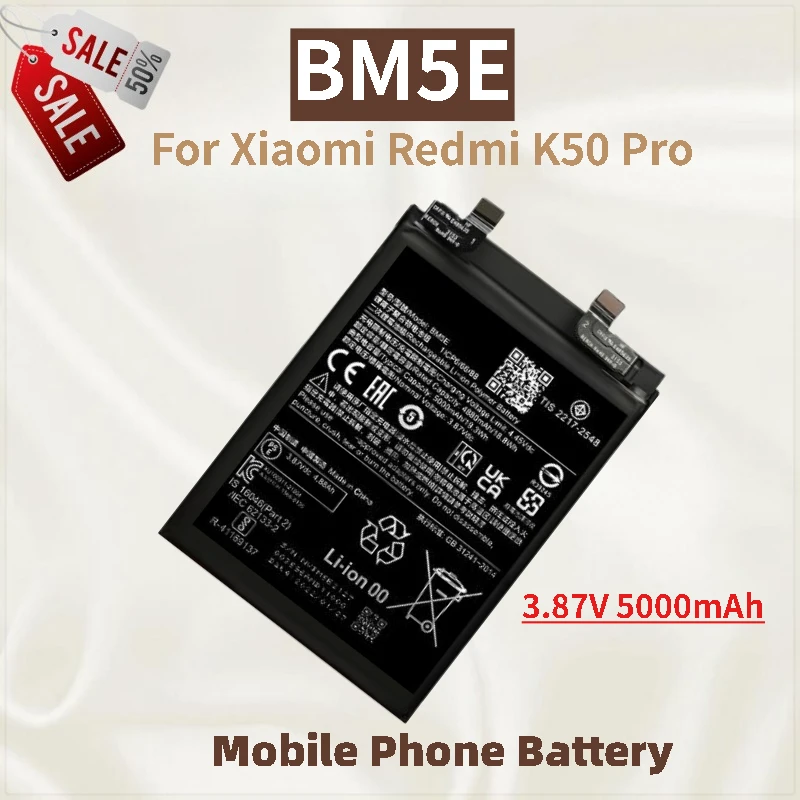 

High Capacity Phone Battery BM5E 3.87V 5000mAh For Xiaomi Redmi K50 Pro Brand New Replacement Battery