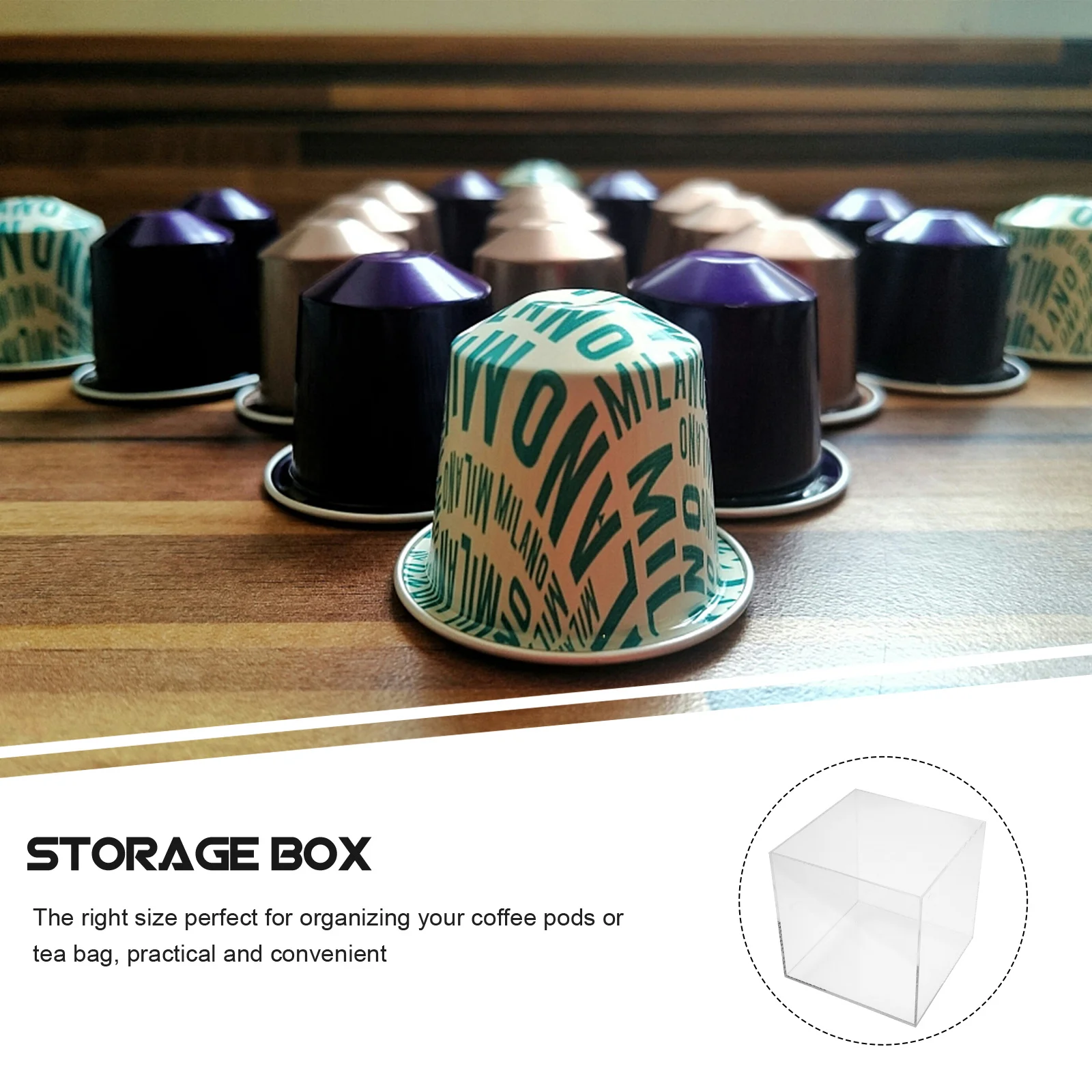 

Acrylic Coffee Box For Capsules Tea Bags Storage Organizer Clear Desktop Cube Container Lightweight Scratch Resistant Swab