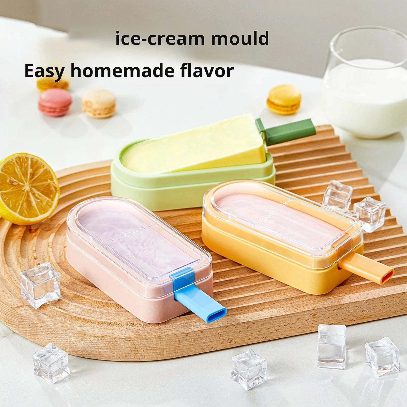 Newest Silicone Popsicles Mold with Lid and Sticks Reusable Easy Demoulding Homemade Ice Cream Maker Tool for Juice Yogurt Fruit