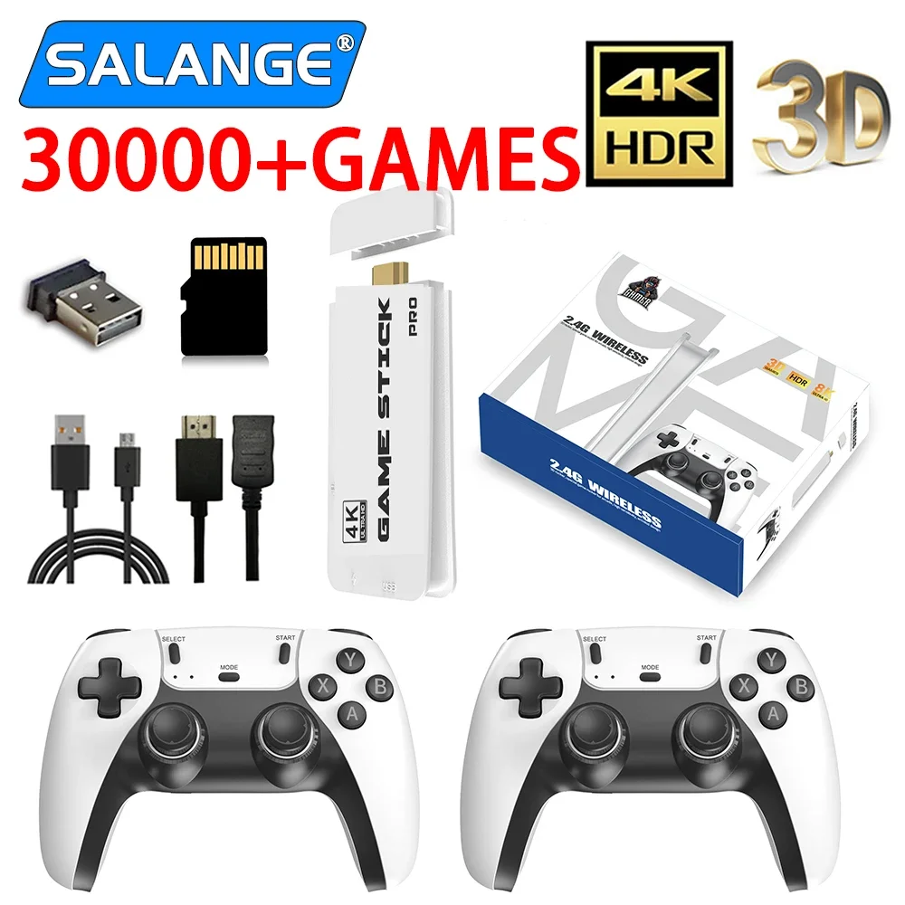 M8 4K Pro Game Stick Mini TV Handheld Game Console Wireless Gamepads Video Game 30000+ Retro HD Output Two-player for PS1 Etc