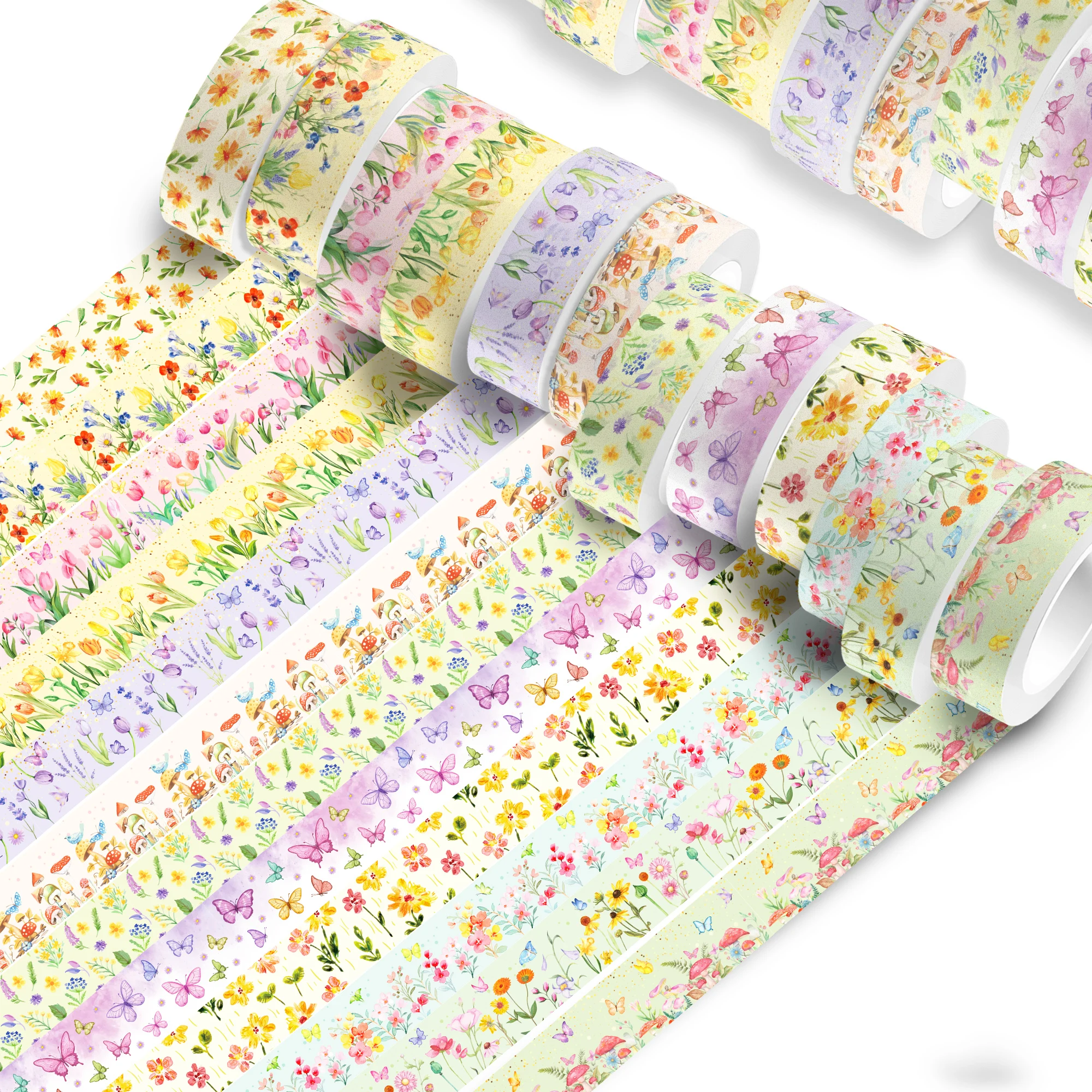 Cartoon Flower Tulip Background Material Decorative Paper and Washi Tapes Sticker Scrapbooking Handbook DIY Craft Art Supplies
