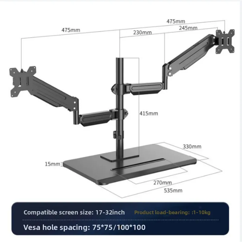

Кронштейн для монитора без сверления, механический газовый амортизатор с функцией свободного подъема и вращения для экранов до 32 дюймов
