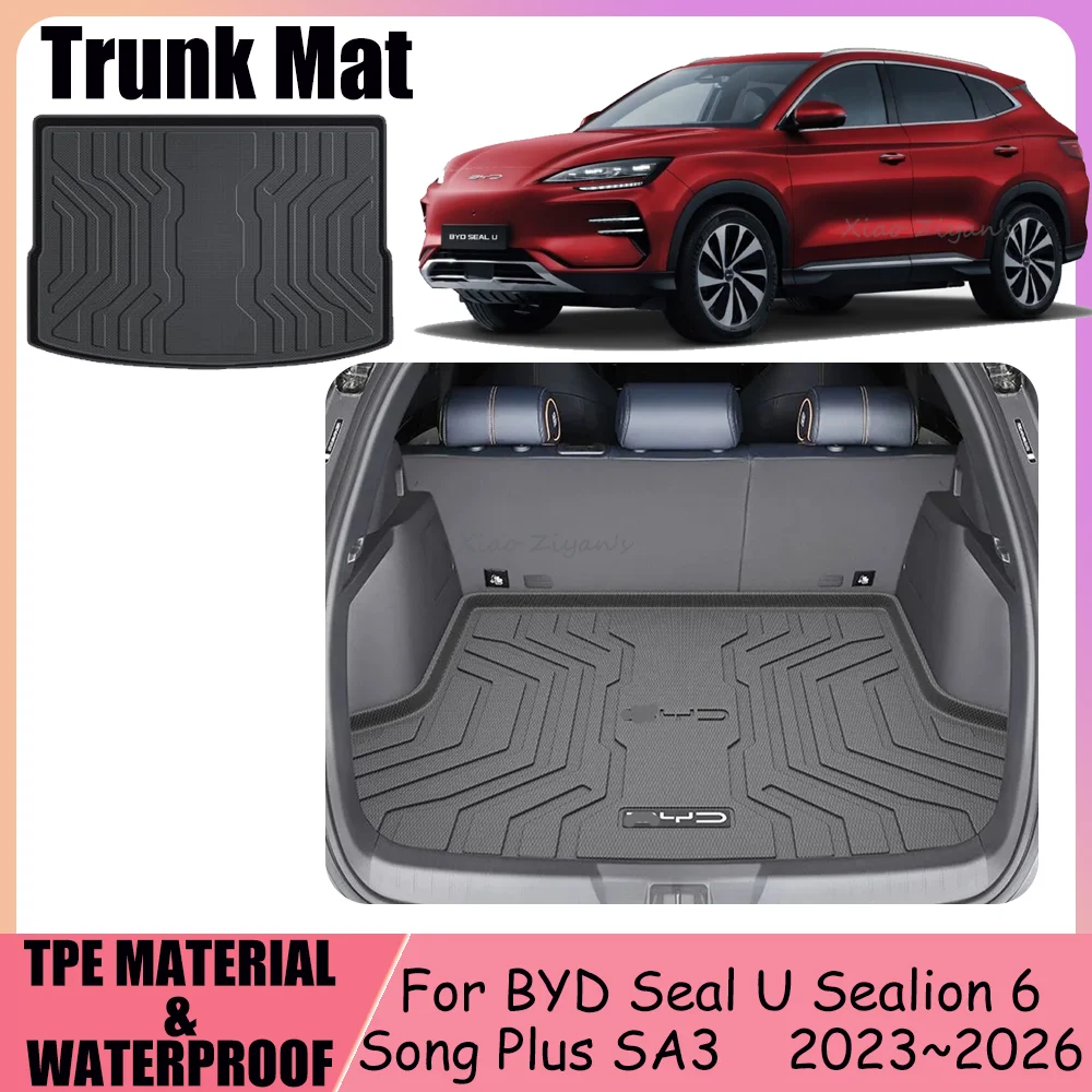 For BYD Seal U Sealion 6 Song Plus DM-i 2023~2027 2024 2025 2026 Car TPE Trunk Mat Pad Tray Backrest Cover Interior Accessories