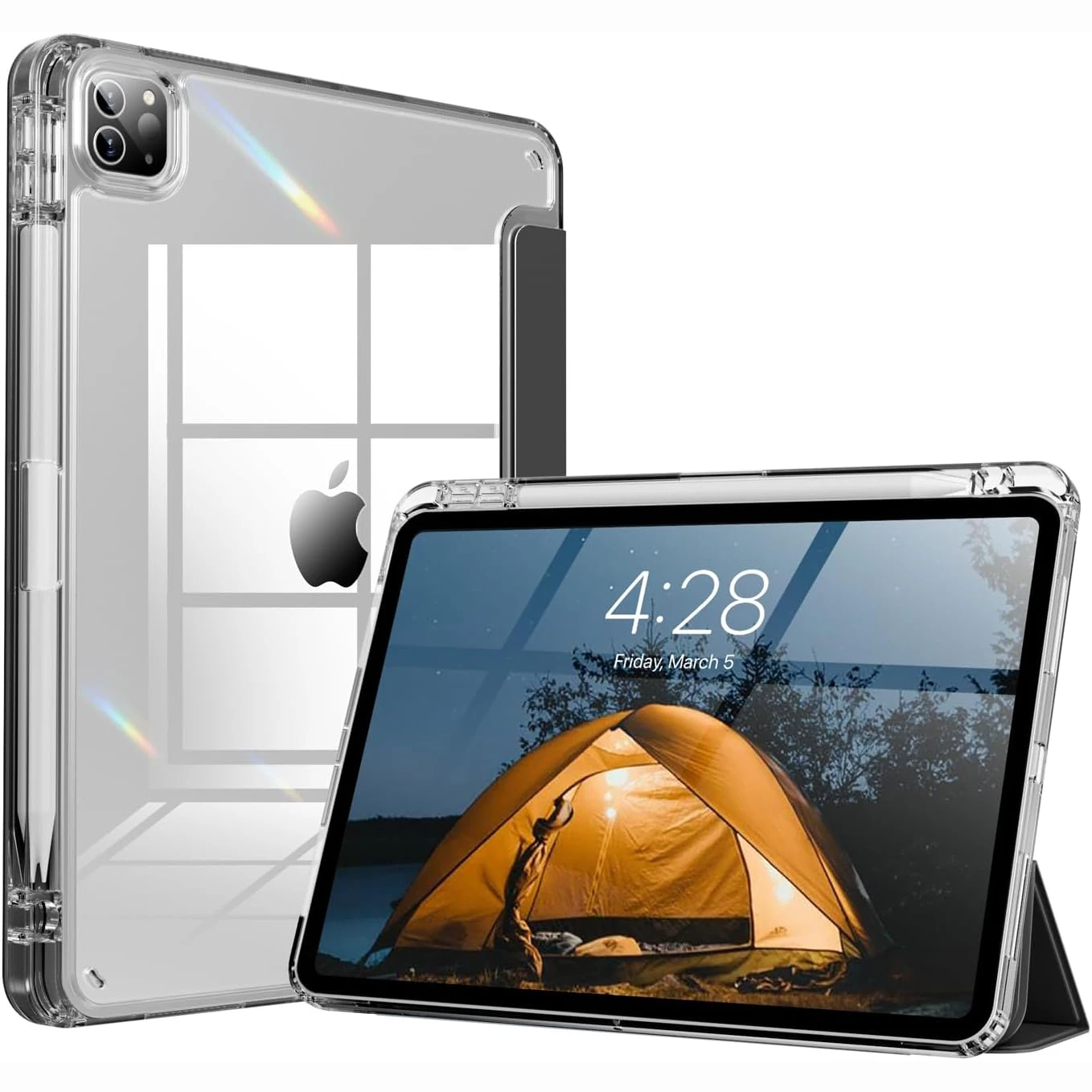 

Clear Crystal Tablet Case With Pen Slot For iPad Pro 11 2018/2020/2021/2022 1st/2nd/3rd/4th PU Leather Flip Magnetic Stand Cases