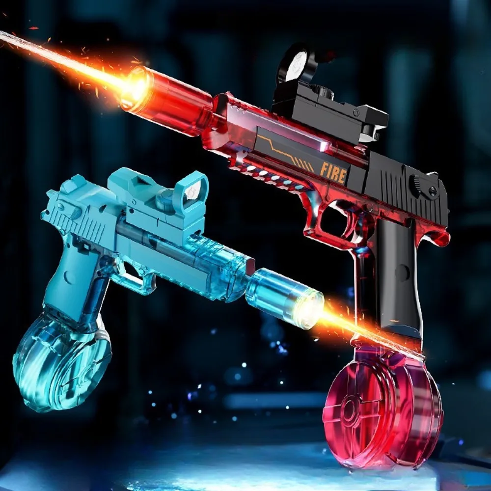 Pistola de água elétrica com sprays leves, efeito chama, verão, praia, piscina, jogo de festa para adultos, crianças, brinquedos, presentes