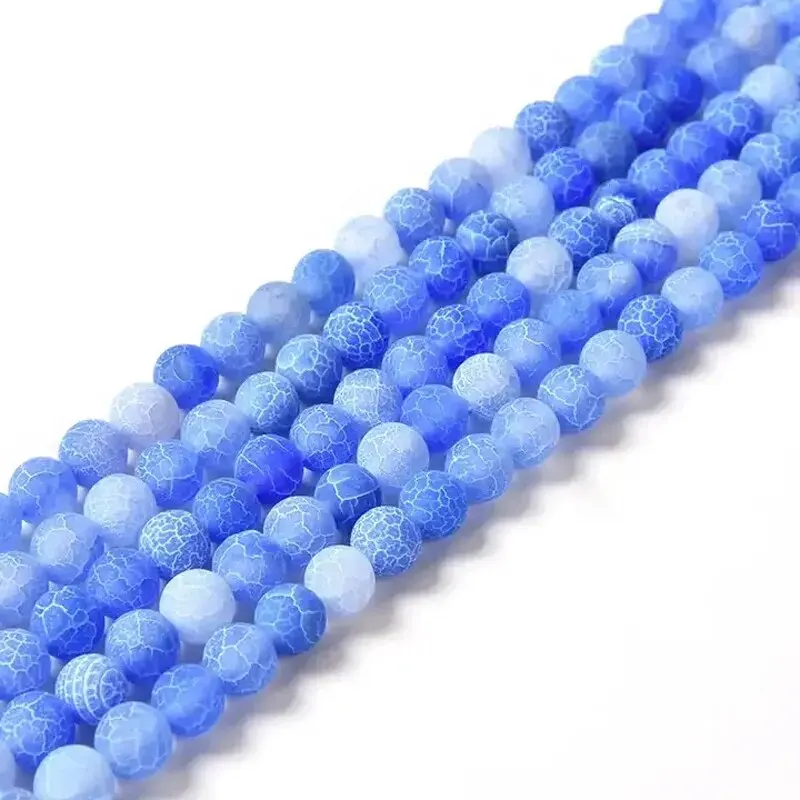 6mm 63pcs Round Beads Ball Frost Cracked Agates Natural Stone Beads for DIY Necklace Bracelet Jewelry Making