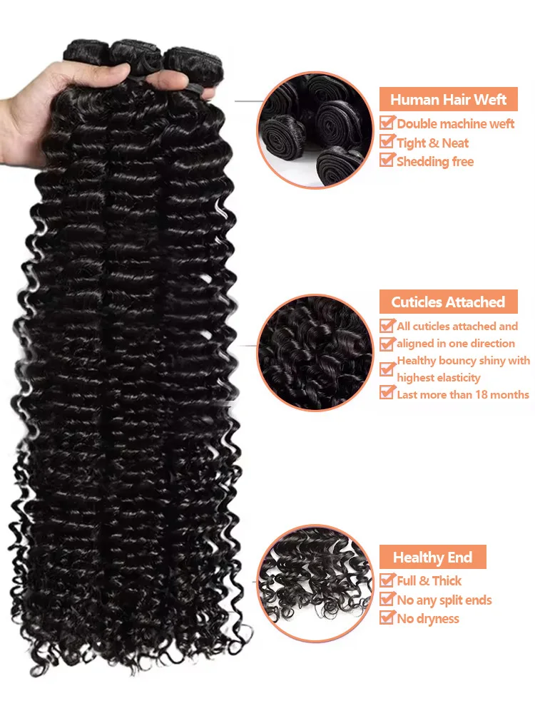 Deep Wave Human Hair Bundles 30 32 Inch Remy Unprocessed Raw Virgin 100% Human Hair Water Curly Wave Extensions 3 4 Bundles Deal