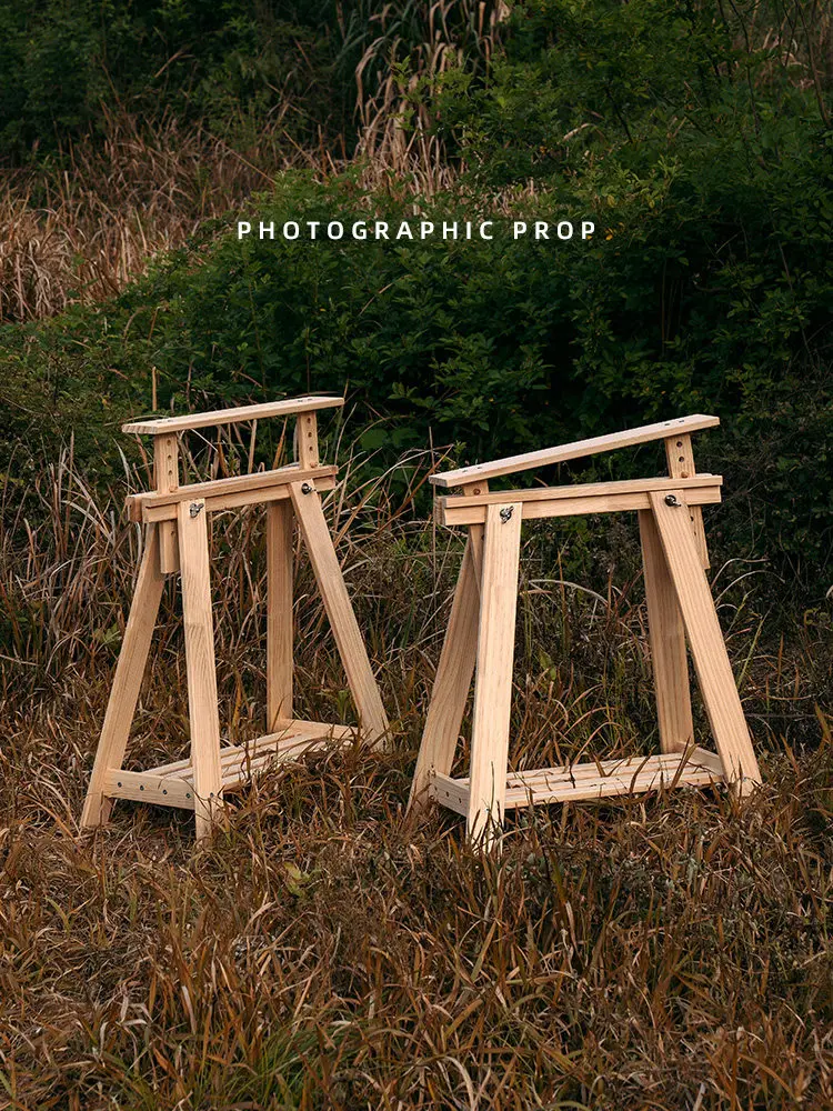 Log liftable solid wood table legs bracket embroidery frame outdoor bench wooden board desktop product still life workbenc