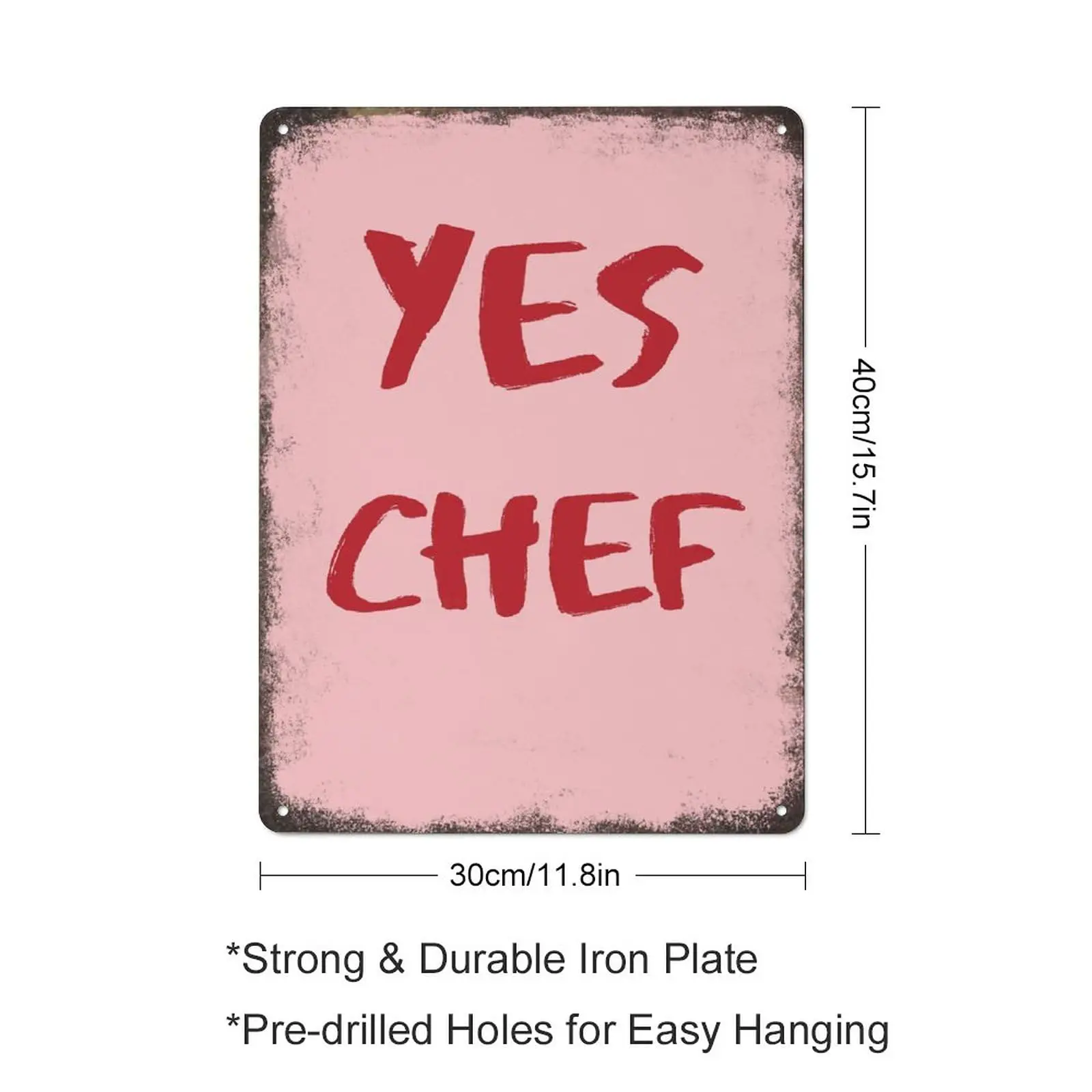 Yes Chef Poster Trendy And Red Wall Art Bon Appetit Poster Minimalist Metal Tin Sign Plaque Vintage Wall Room Gift Aluminium Cre