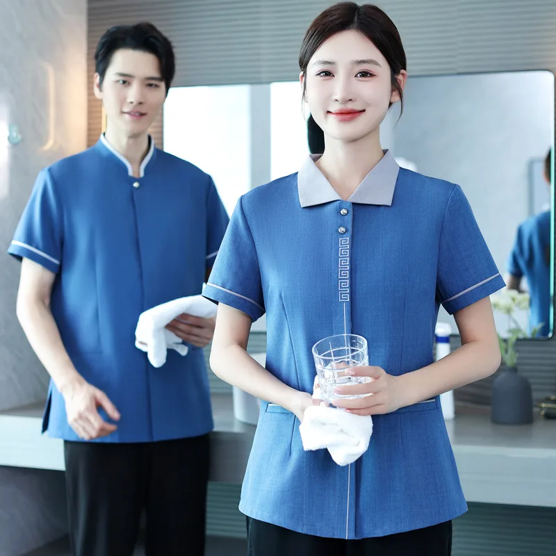 ホテルの部屋の清掃員の制服プロパティホテルモール公共の場所衛生労働者の制服夏半袖