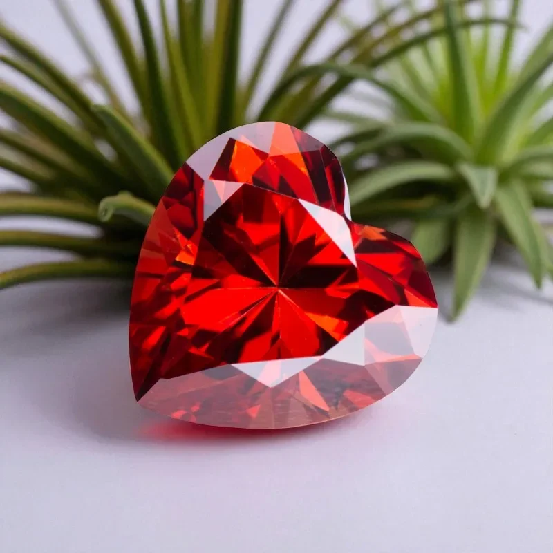 

Moissanite Loose Stone Heart Cut Garnet Gemstone Lab Grown Diamond For Charms Women Jewelry Making Material With GRA Certificate