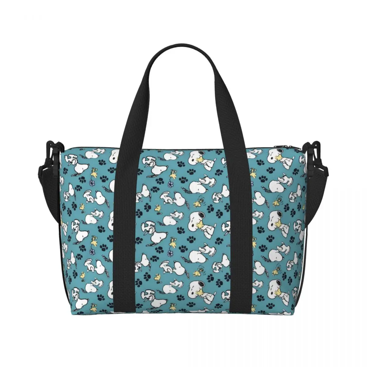 

Custom S-Snoopys Peanuts Tote Bag for Women Big Capacity Comic Design Retro Movie Beach Gym Travel Bags
