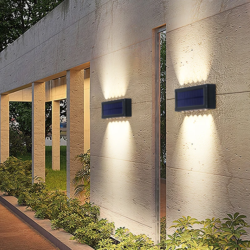 Solar UP Down Wall Sconce Outdoor, Waterproof LED Wall Mounted Light For Garden Patio Yard Deck Fence Garage