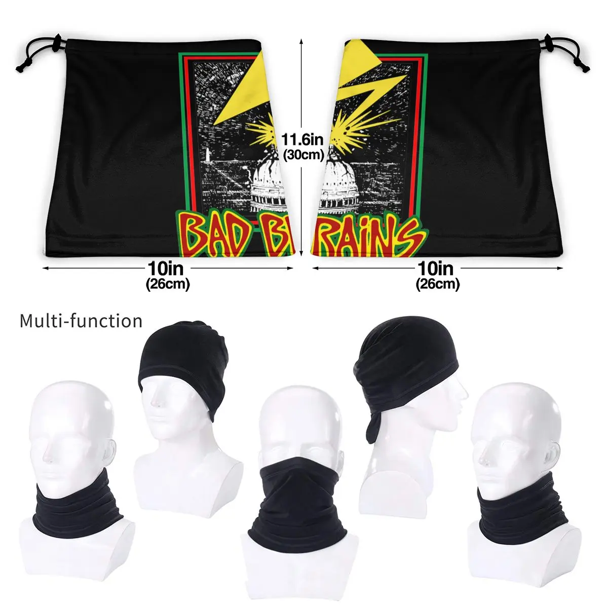 Bad Brains-Polainas de Microfibra Pescoço para Ski Headwear, American Hardcore Punk Band, Lenço Bandana, Enrole a Cabeça e Rosto