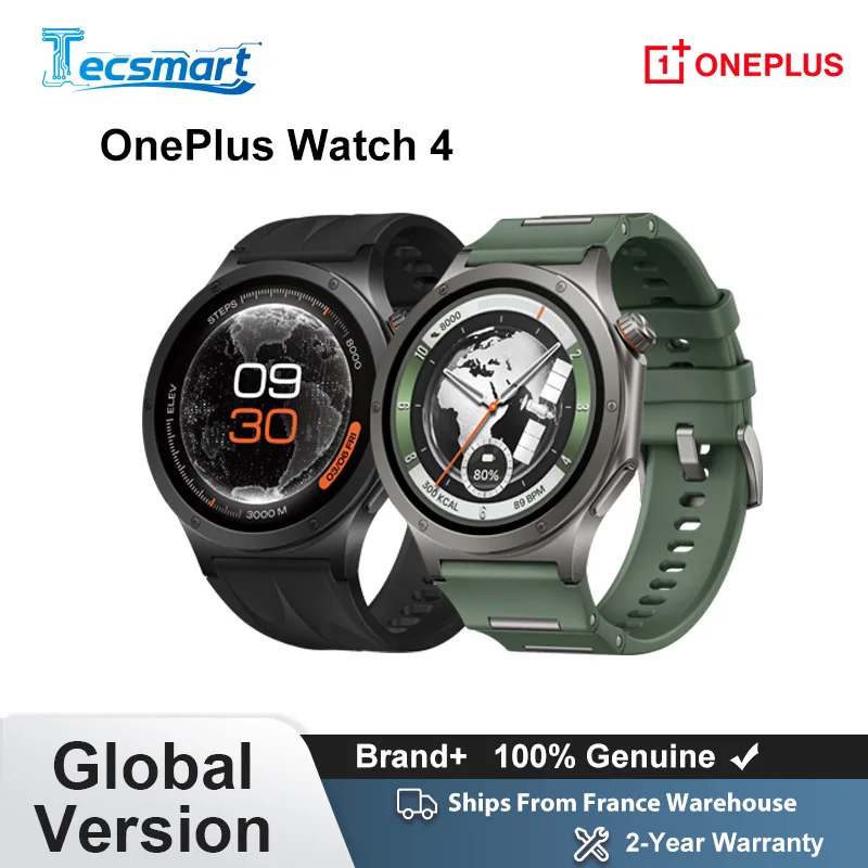 Versión global del reloj inteligente OnePlus Watch 4, 1,5 pulgadas, Wear OS by Google, Snapdragon W5, hasta 16 días de autonomía, Google Wallet, Chat con Google Gemini