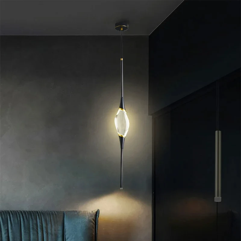 Nordic Post-modern Pendant Lights Creative Brass Diamond Crystal Bedroom Bedside Restaurant Bar Designer Lighting Fixtures