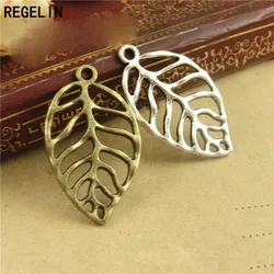 REGELIN Tibetan 30x18mm Silver color/Antique Bronze Hollow Tree Leaf Charms Antique Bronze Leaves 20pcs DIY Jewelry Accessories