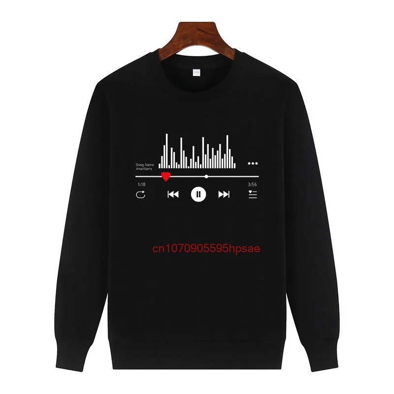 

Music Player Print Hooded Sweatshirt Fashion Crew Neck Fleece Pullover Keep Warm Suitable For All Ages Men's Sweat-Shirt