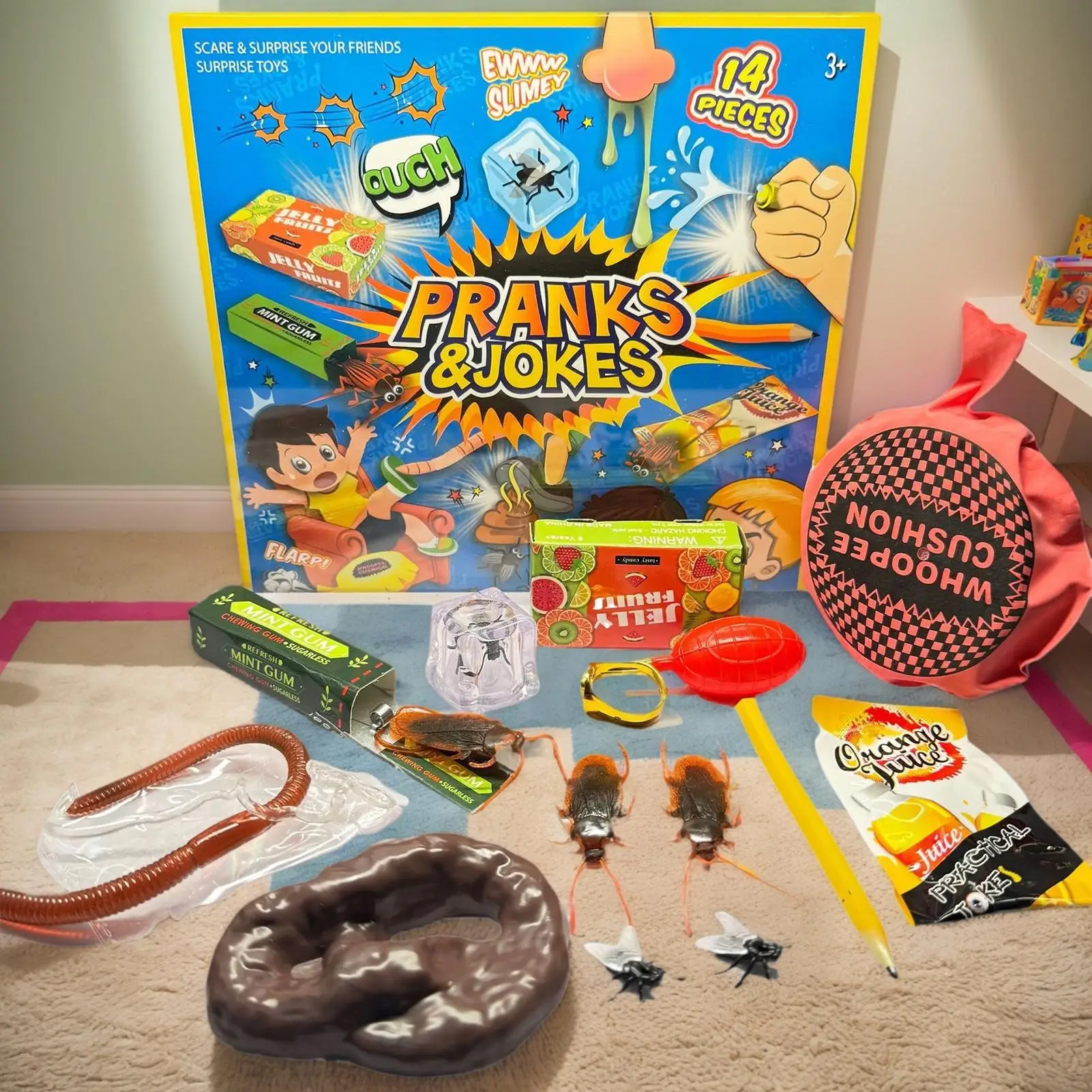 Funny Tricky Toys Set Fake Poop Noise Maker Joke Box Simulation cockroach Prank Props April Fools Halloween Party Supplies