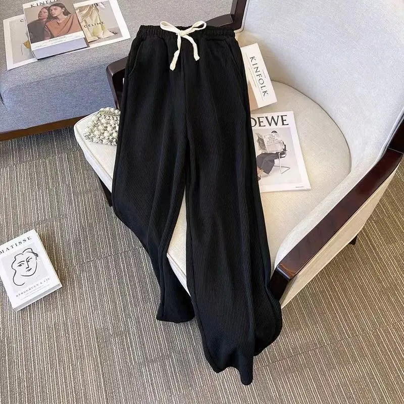 Spring and summer MM fashionable age reducing slim fit casual top+wide leg pants two-piece set