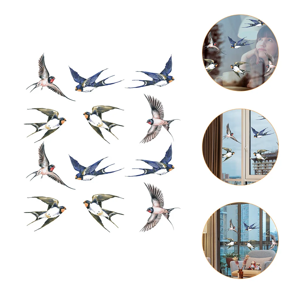 12 Pcs Bird Collision Warning Stickers Protective for Window Film Hummingbird Clings Back Pet Release Delicate Wall