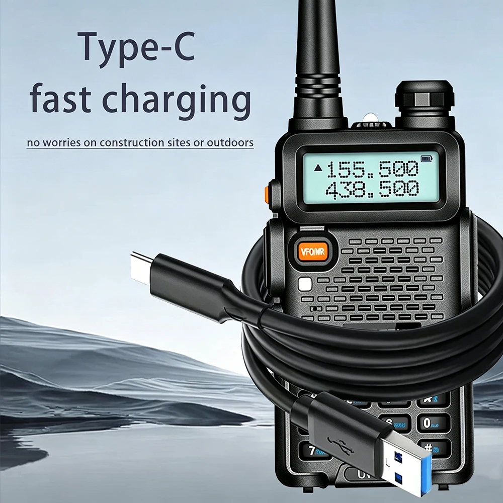 Baofeng UV-5R Handheld Ham Radio with Dual Display 2200mAh Battery Flashlight Portable Walkie Talkie for Outdoor Construction