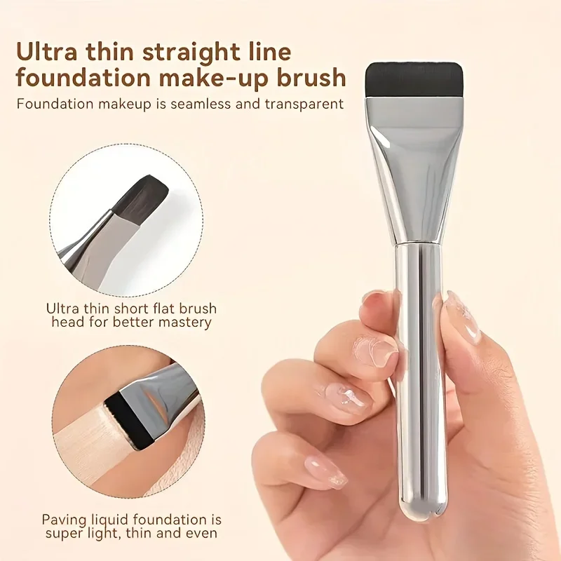 Brosse à fond de teint narmulti-usage, poils en nylon, ultra-fin, hypoallergénique, parfait pour le contour du visage, 2 pièces