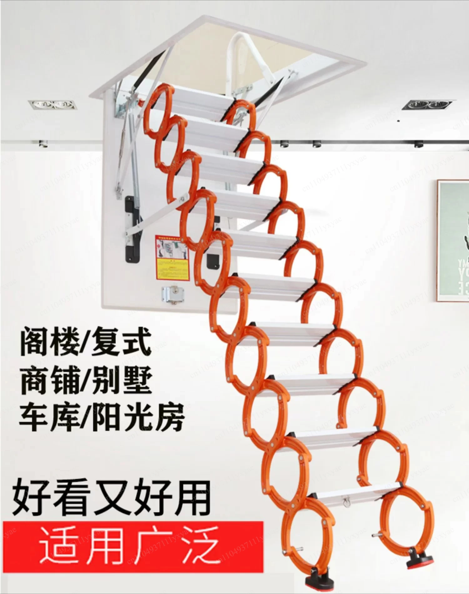 Aluminum alloy Retractable Stairs Household Attic Indoor  Lift Hidden Foldable  Ladder
