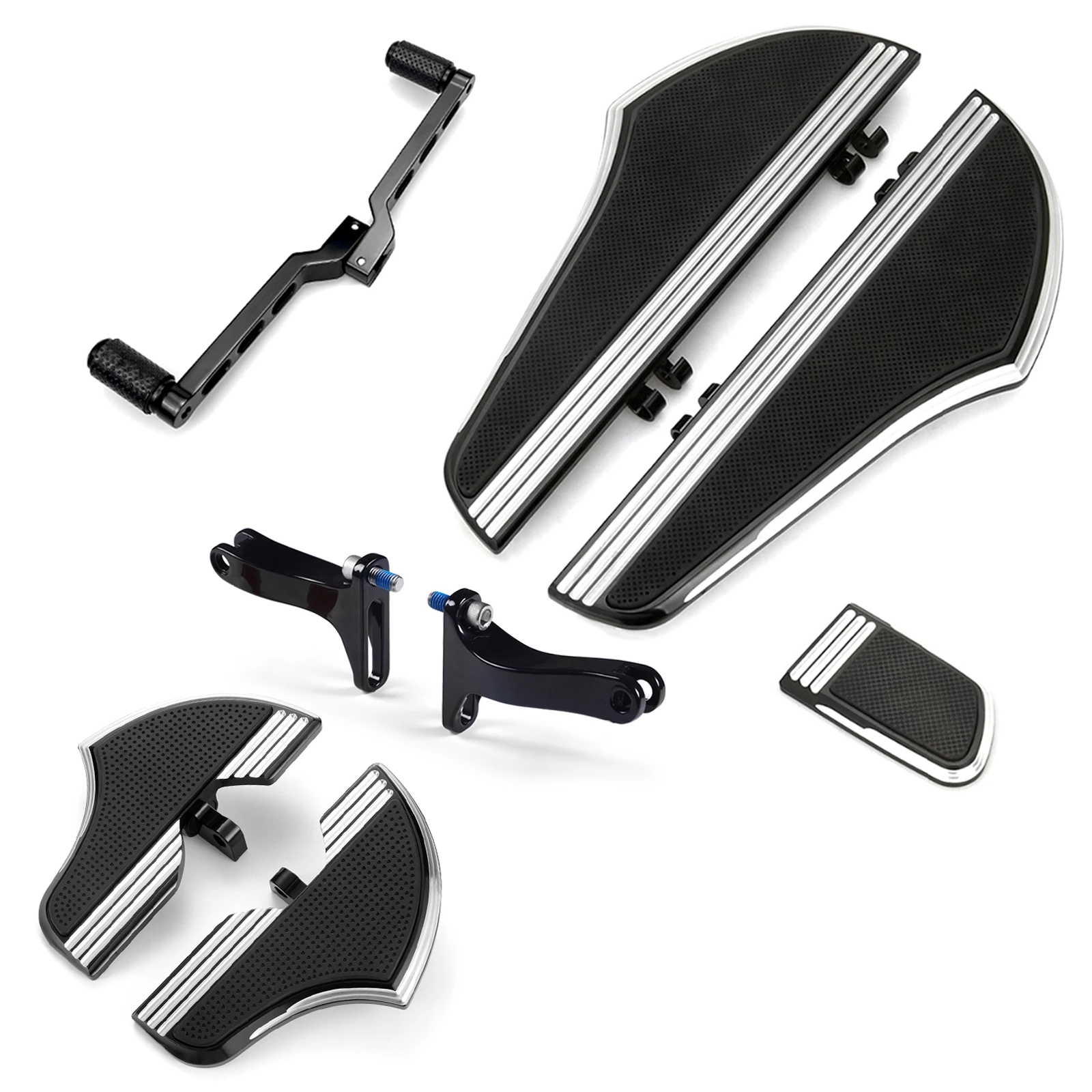 

For Harley Touring FLT FLHR Anodized Machine Cut Defiance Passenger Footboard Kit Heel Toe Shift Levers Rear Pedal 1980-up