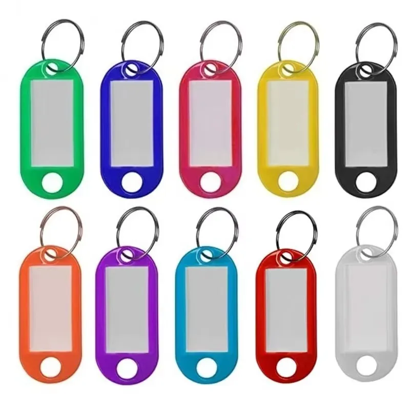 10/20/40Pcs Colorful Plastic Keychain Key Tags label Numbered Name Baggage Tag ID Label Name Tags With Split Ring