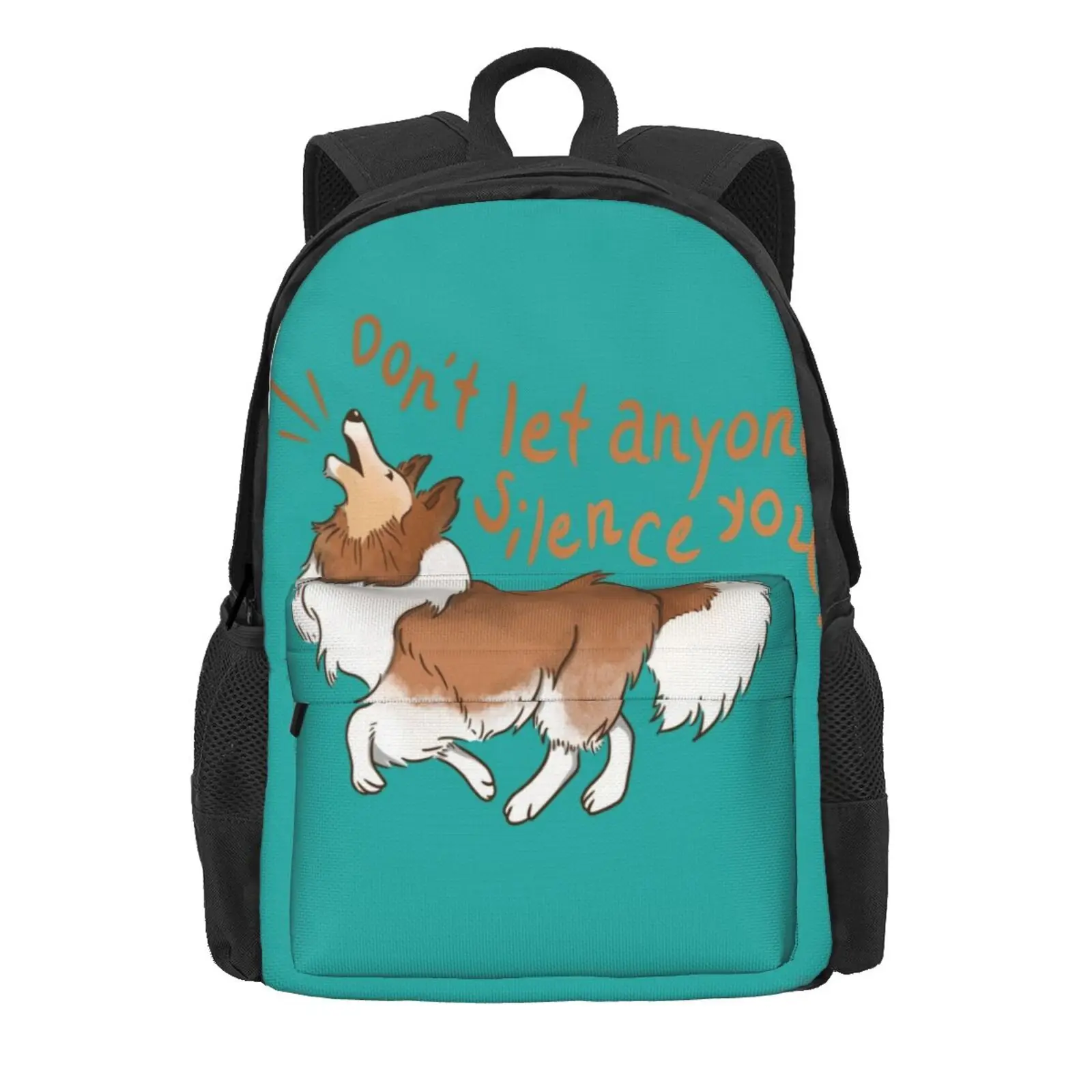 Barking Sheltie ( Shetland Sheepdog ) Don'T Let Anyone Silence You Hot Sale Schoolbag Backpack Fashion Bags Shetland Sheepdog