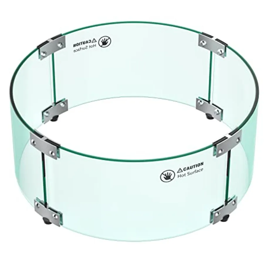 

17" Round Fire Pit Glass Wind Guard Clear Tempered Glass Flame Shield for Outdoor Propane/Natural Gas Fire Pit/Table