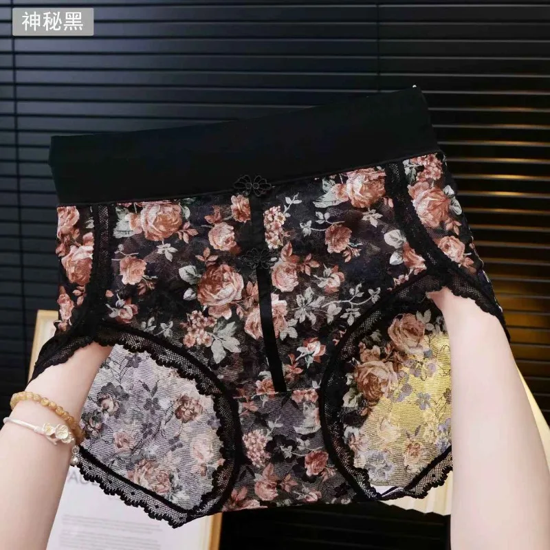 

3 упаковки, большие размеры, тонкие женские трусики с высокой талией, серия Tideway, сексуальные жаккардовые кружевные шорты премиум-класса, повседневное модное нижнее белье