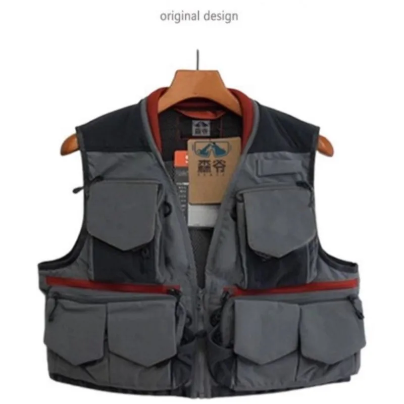 Outdoor fishing fly-shaped vests for men and women, Japanese-style multi-functional vests, mesh breathable workwear jackets