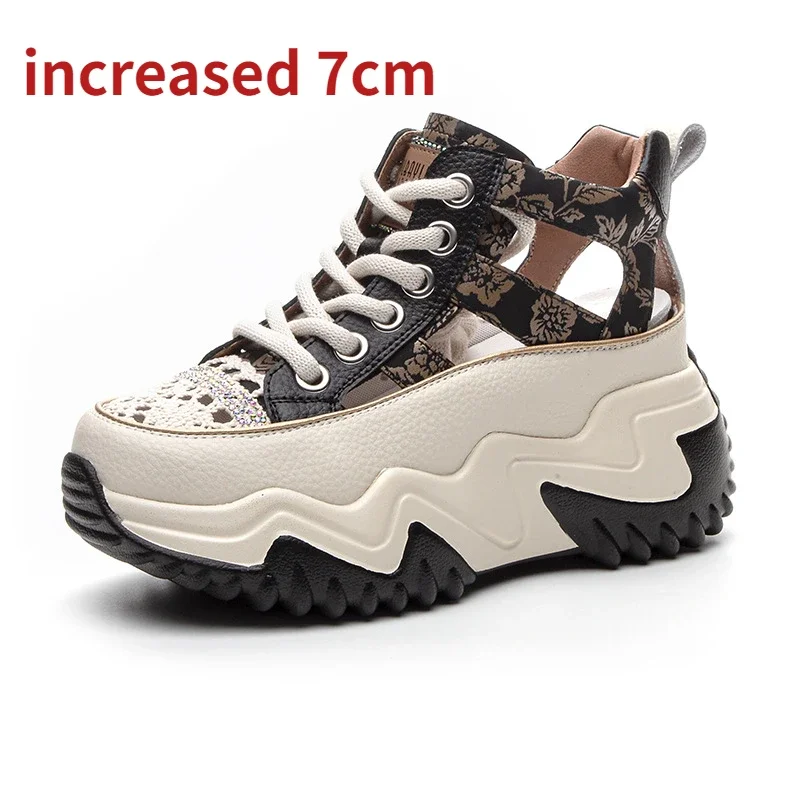 Small Size Breathable Thick Bottom White Shoes Summer Increase Women Sandals Roman Sandals Inner Raised Shoes Platform Sneakers