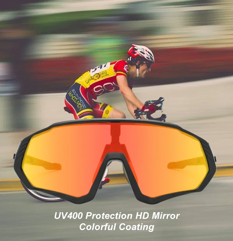 Kapvoe Photochrome Fahrradbrille für Herren, Fahrrad-Sonnenbrille, Sportbrille, UV400, MTB, Fahrradbrille, Reitschutz, UV400 – Detail 7