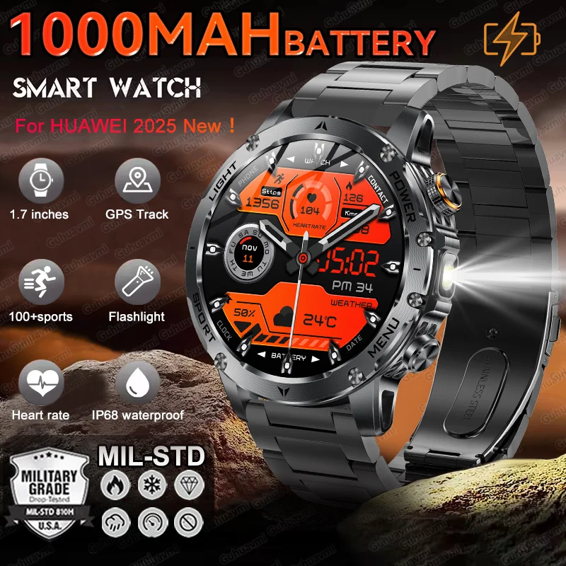 

T-Rex 3 Outdoor Sports GPS Smart Watch 1000mAh battery 1.7-inch AMOLED Men Military Waterproof Bluetooth call Fitness smartwatch