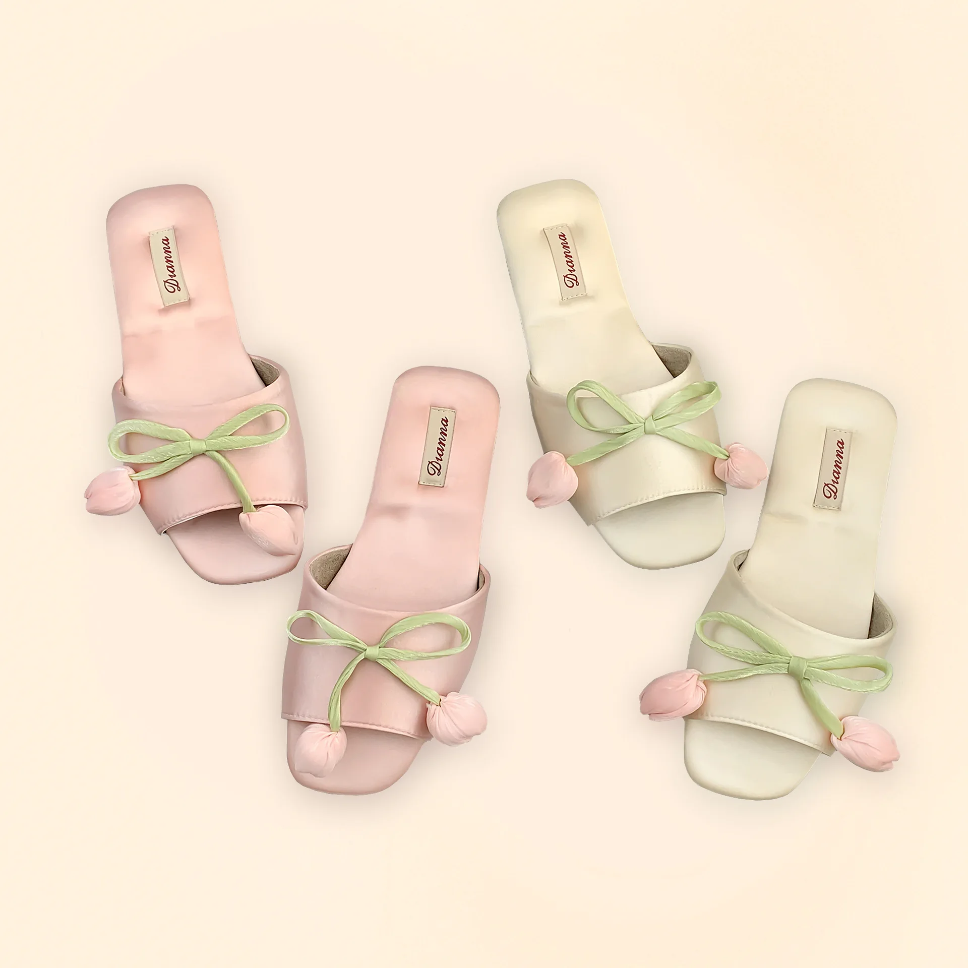 

2026 New Women Bow Decor Satin Slippers Soft Sole Silent Anti odor Indoor Home Casual Slides