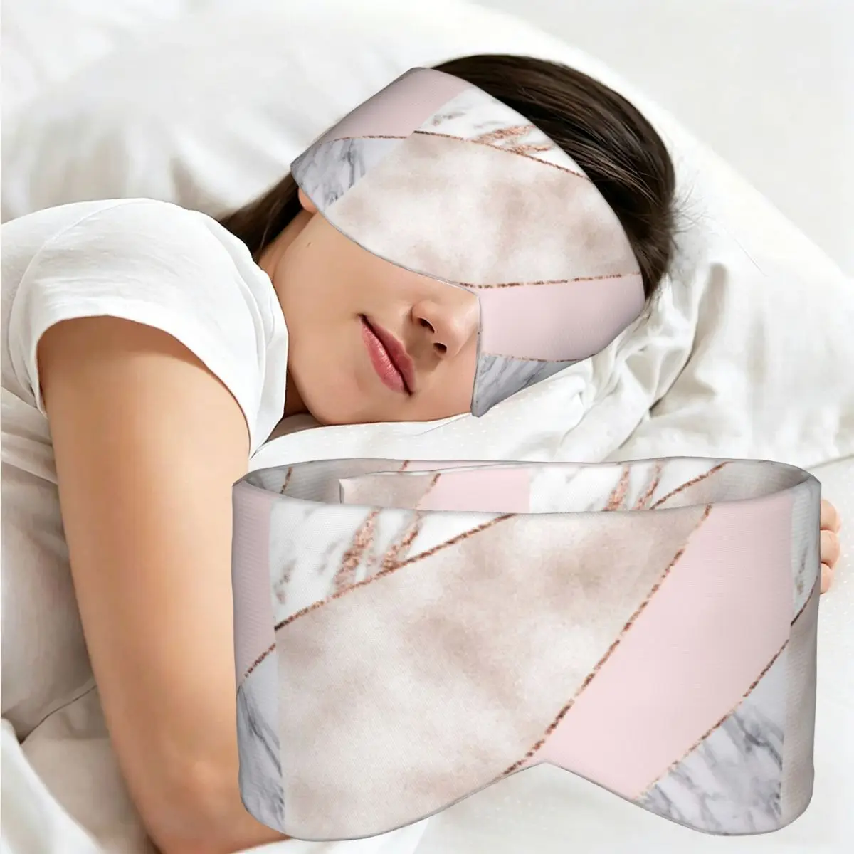 Spliced Mixed Rose Gold Marbl sleep eye mask Light Blocking Portable Eye Cover for Girls Boys Home Sleeping Eyeshade eyepatch