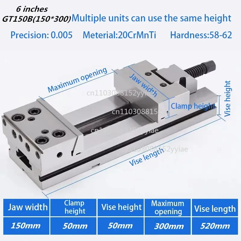GT150B Industrial Grade 6-inch CNC Machine Tool 5000KG Clamping Force 150mm Jaw 300mm Drilling Accuracy