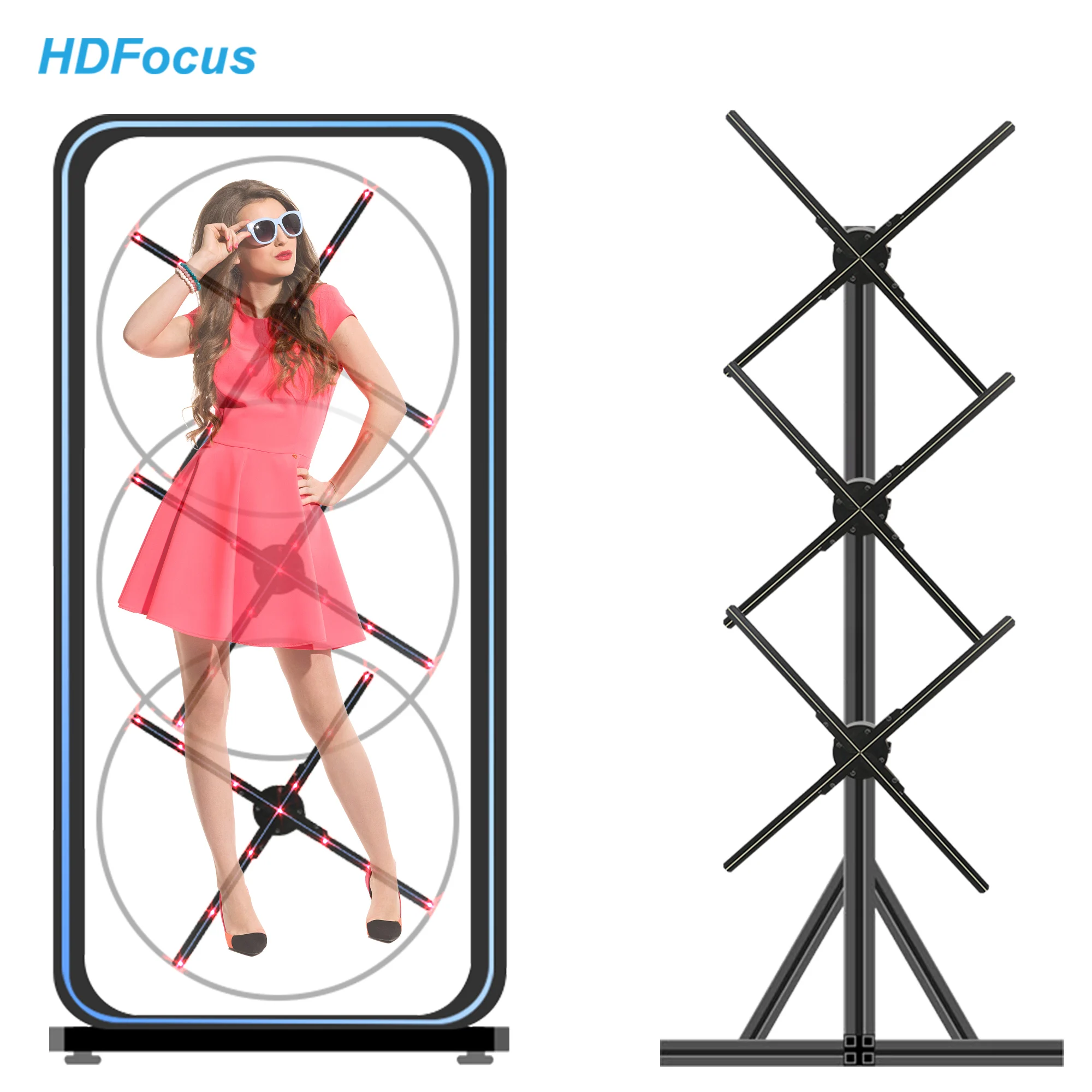 High Resolution Human Shape Splicing 1*3 65cm Holographic Graphic Display 3D Hologram LED Fan Other Metal Advertising Equipment