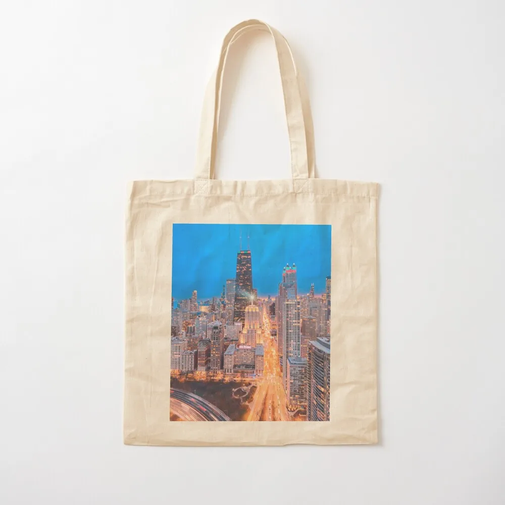 Chicago at Night Tote Bag Canvas bag for women Fabric bag tote women Canvas Tote