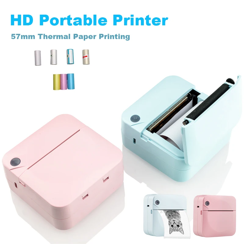 Fun Print Portable Thermal Self-adhesive Stickers Photo Printer HD Mini Bluetooth 57*25mm Supplies 2d Label Maker For Phone