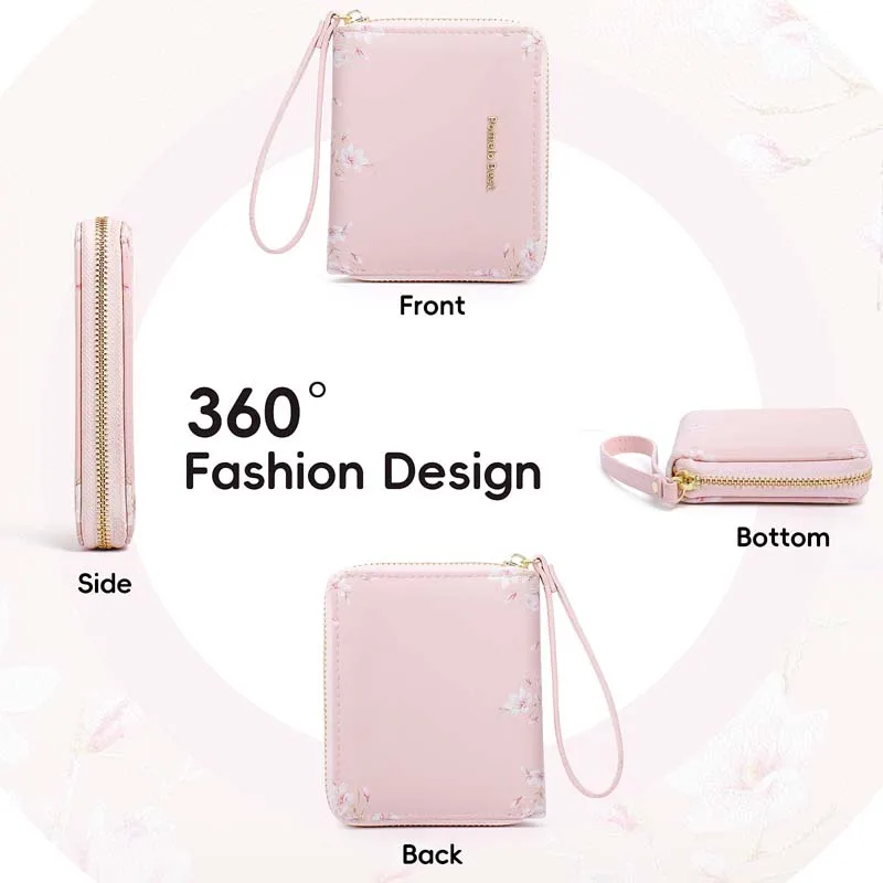 Pomelo Best Women's Short Format Flower Embossing Purse Women's Small PU Leather with RFID Blocking and Coin Compartment Women