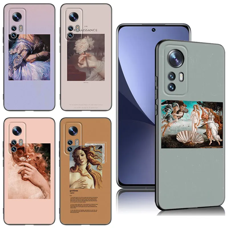 The Birth-Of-Venus Black Silicone Phone Case For Xiaomi Mi 9 SE 8 10 10T 11 12 13 Lite 9T 11T 12S 12T 13T 14 Pro 5G NE 11i 12X