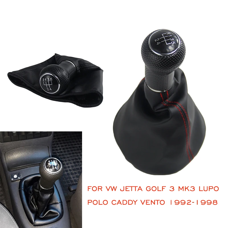 

PU Leather 5/6 Speed Manual Transmission Gear Shift Lever Knob For VW Golf MK3 Polo For Seat Ibiza 1996 - 2001