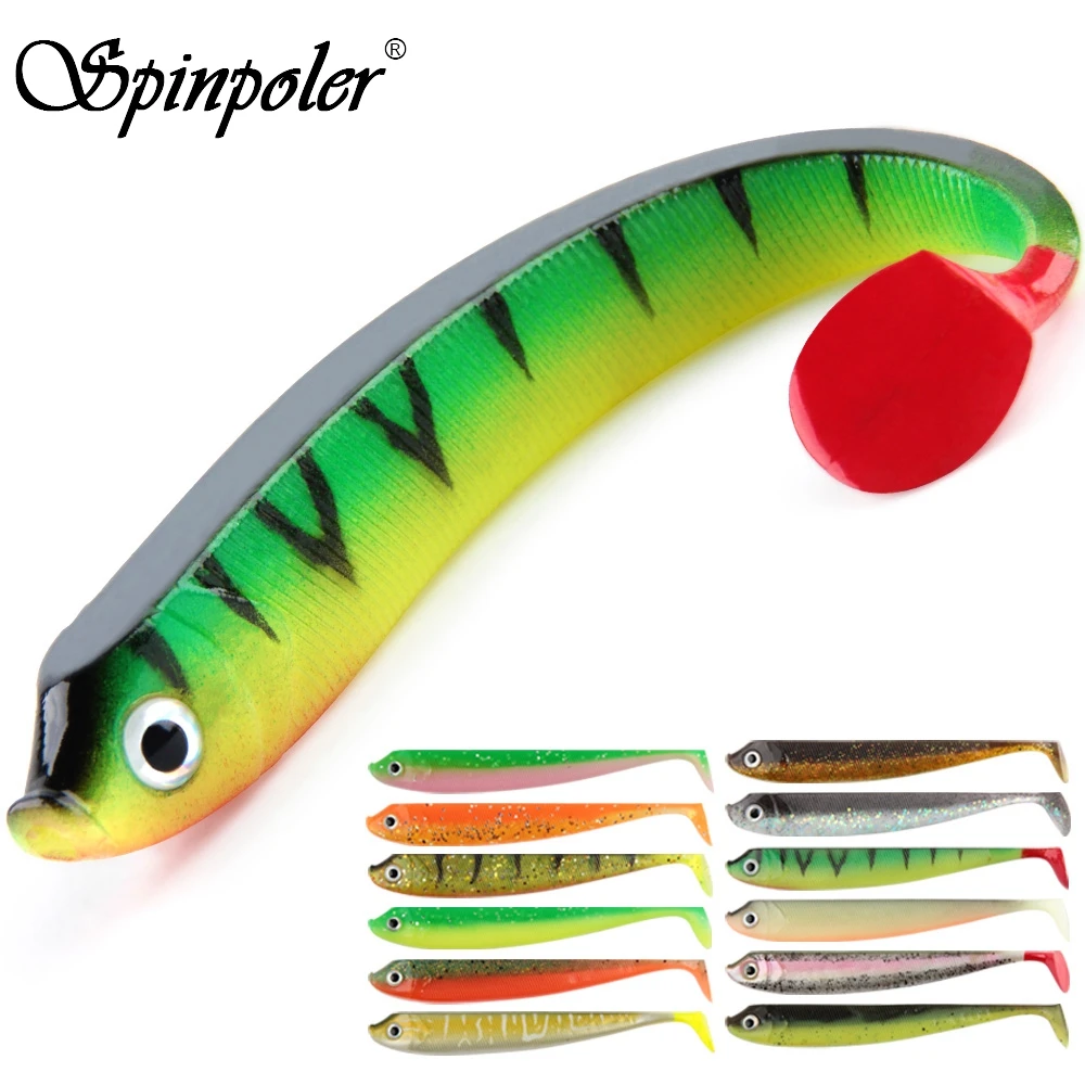 Spinpoler Weichplastik Angelköder Paddel T Schwanz Swimbait Shad Angelköder Silikon 75mm 95mm 125mm Kurbelköder Bass Hecht Forelle